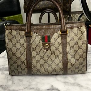 Vintage Authentic Gucci | Sherry Web Boston Bag